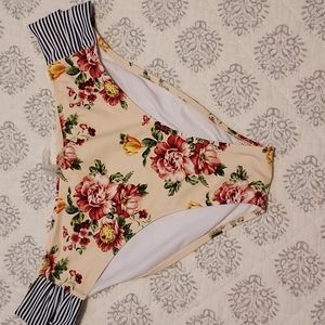 Cupshe Bathing Suit Bottoms, Floral, Size Large